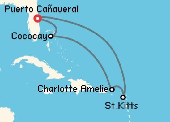 Itinerario del Crucero Caribe desde Puerto Cañaveral Royal Caribbean