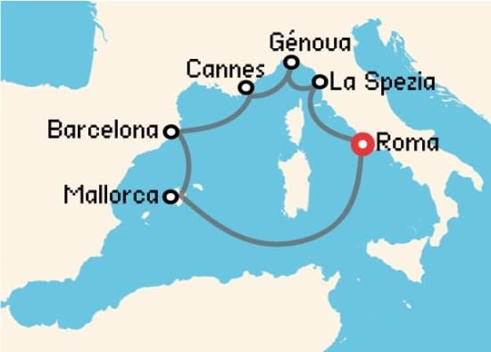 Itinerario del Crucero Mediterráneo desde Roma - Civitavecchia MSC Cruceros