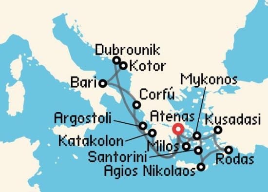 Itinerario del Crucero Islas Griegas desde Atenas - El Pireo Celestyal Cruises