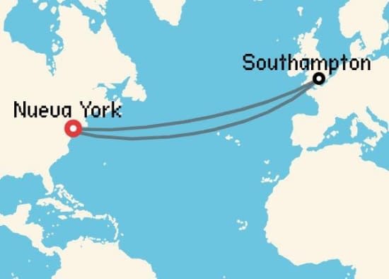 Itinerario del Crucero Transatlánticos desde Nueva York Cunard