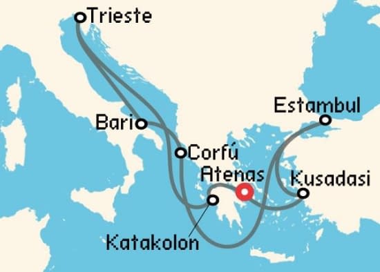 Itinerario del Crucero Islas Griegas desde Atenas - El Pireo MSC Cruceros