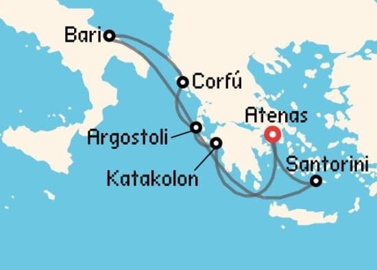 Itinerario del Crucero Islas Griegas desde Atenas - El Pireo MSC Cruceros