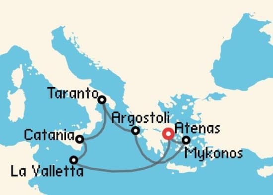 Itinerario del Crucero Islas Griegas desde Atenas - El Pireo Costa Cruceros
