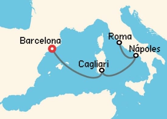 Itinerario del Crucero Mediterráneo desde Barcelona Costa Cruceros