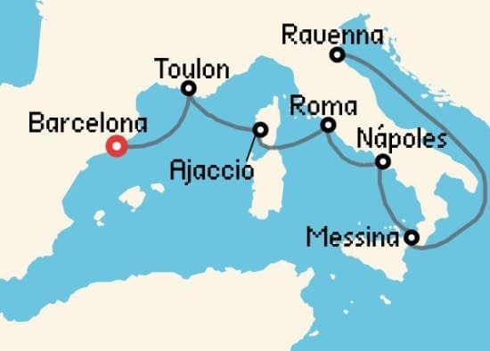 Itinerario del Crucero Mediterráneo desde Barcelona Royal Caribbean