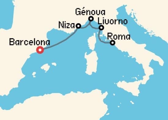 Itinerario del Crucero Mediterráneo desde Barcelona Windstar Cruises