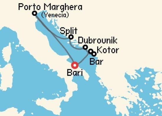 Itinerario del Crucero Islas Griegas desde Bari Costa Cruceros