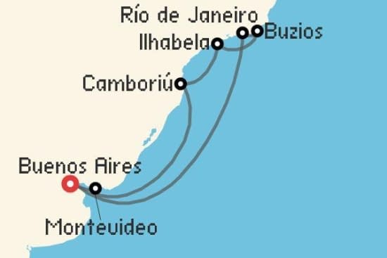 Itinerario del Crucero Sudamérica desde Buenos Aires MSC Cruceros
