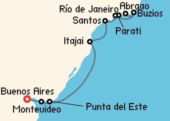 Itinerario del Crucero Sudamérica desde Buenos Aires Oceania Cruises