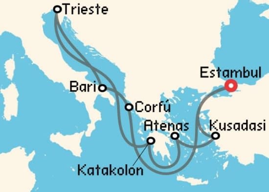 Itinerario del Crucero Islas Griegas desde Estambul MSC Cruceros