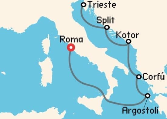 Itinerario del Crucero Islas Griegas desde Roma - Civitavecchia Cunard
