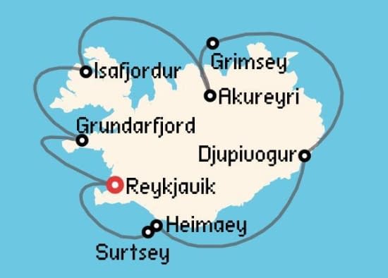 Itinerario del Crucero Islandia y Groenlandia desde Reykjavik Ponant