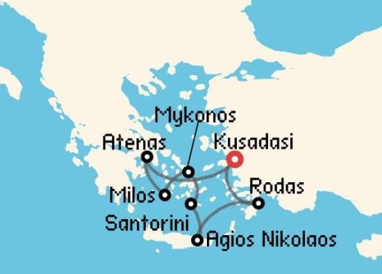 Itinerario del Crucero Islas Griegas desde Kusadasi Celestyal Cruises