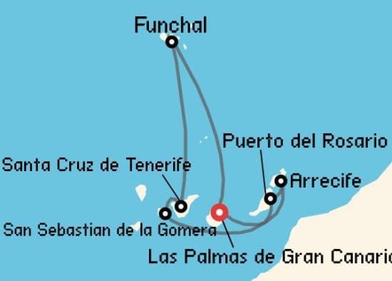 Itinerario del Crucero Islas Canarias desde Las Palmas de Gran Canaria Costa Cruceros