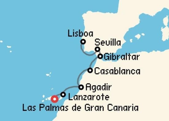 Itinerario del Crucero Islas Canarias desde Las Palmas de Gran Canaria Azamara Club Cruises