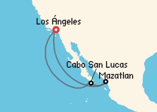 Itinerario del Crucero Riviera Mexicana desde Los Ángeles Princess Cruises