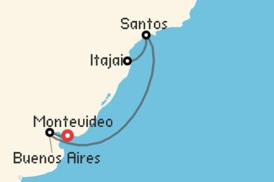 Itinerario del Crucero Sudamérica desde Montevideo Costa Cruceros