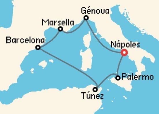 Itinerario del Crucero Mediterráneo desde Nápoles MSC Cruceros