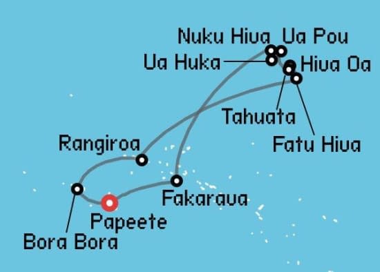 Itinerario del Crucero Australia y Pacífico desde Papeete Aranui