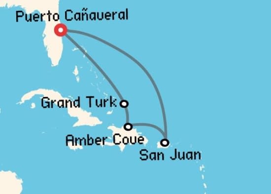Itinerario del Crucero Caribe desde Puerto Cañaveral Princess Cruises