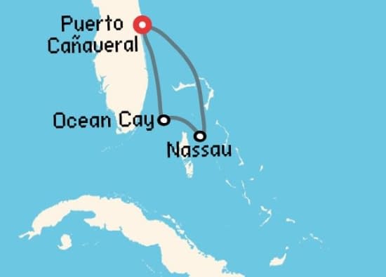 Itinerario del Crucero Caribe desde Puerto Cañaveral MSC Cruceros