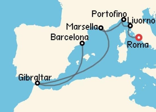 Itinerario del Crucero Mediterráneo desde Roma - Civitavecchia Holland America