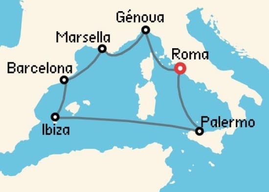 Itinerario del Crucero Mediterráneo desde Roma - Civitavecchia MSC Cruceros