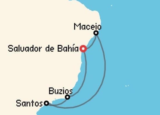 Itinerario del Crucero Sudamérica desde Salvador de Bahía MSC Cruceros
