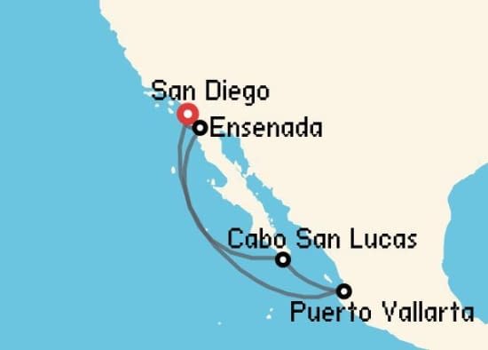 Itinerario del Crucero Riviera Mexicana desde San Diego Disney Cruise Line