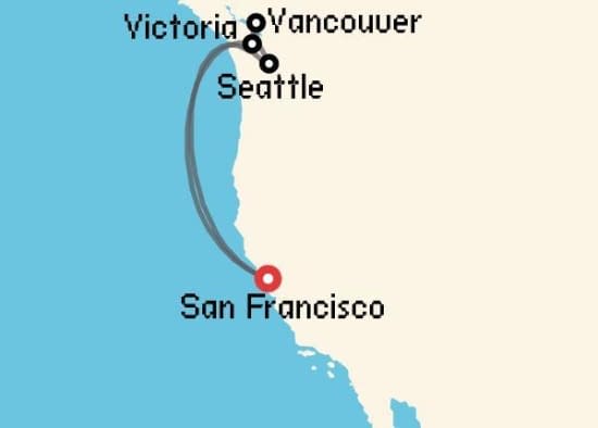 Itinerario del Crucero Alaska desde San Francisco Princess Cruises