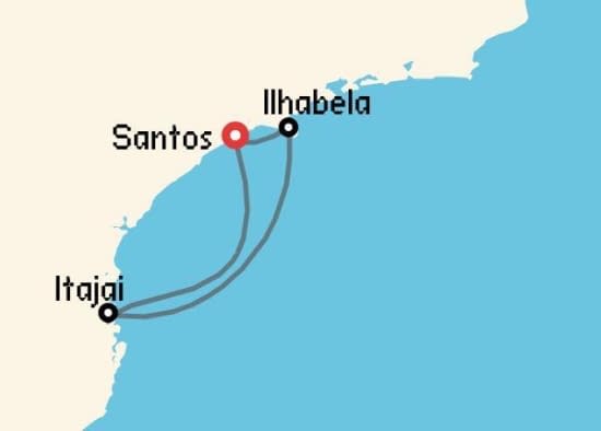 Itinerario del Crucero Sudamérica desde Santos - Sao Paulo Costa Cruceros