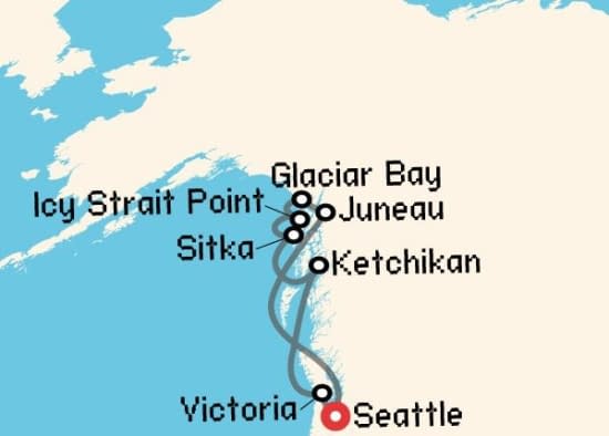 Itinerario del Crucero Alaska desde Seattle Holland America