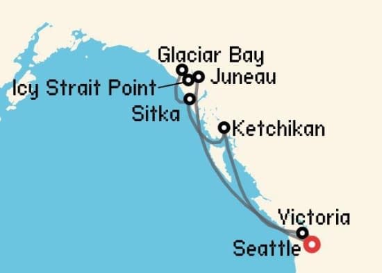 Itinerario del Crucero Alaska desde Seattle Holland America