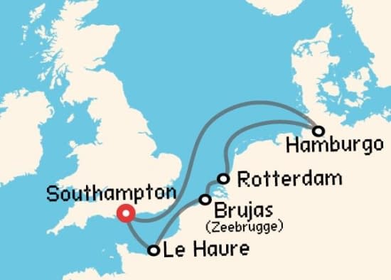 Itinerario del Crucero Báltico y Norte de Europa desde Southampton MSC Cruceros