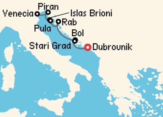 Itinerario del Crucero Islas Griegas desde Dubrovnik Ponant