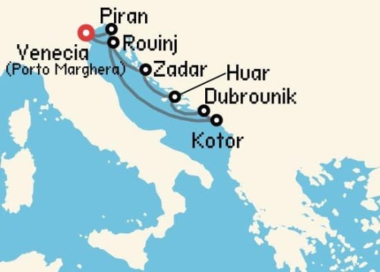 Itinerario del Crucero Islas Griegas desde Porto Marghera - Venecia Windstar Cruises