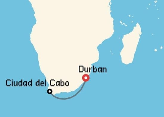Itinerario del Crucero África desde Durban MSC Cruceros