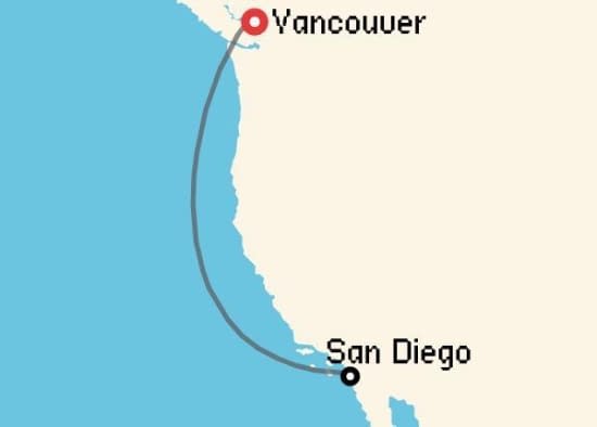 Itinerario del Crucero Alaska desde Vancouver Disney Cruise Line