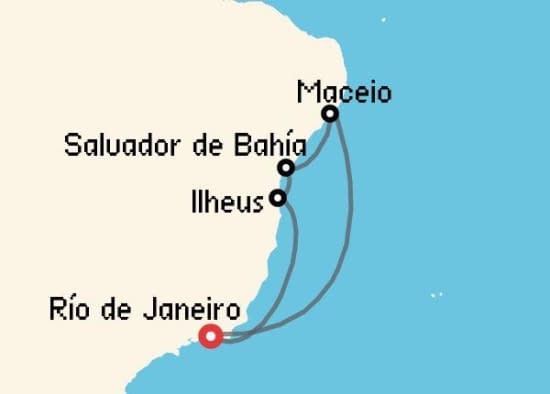 Itinerario del Crucero Sudamérica desde Río de Janeiro MSC Cruceros