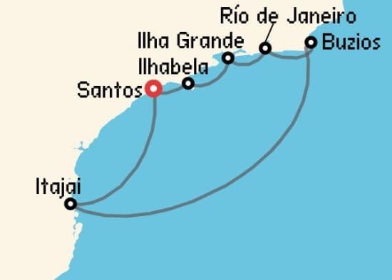 Itinerario del Crucero Sudamérica desde Santos - Sao Paulo MSC Cruceros
