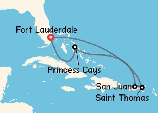 Itinerario del Crucero Caribe desde Fort Lauderdale Princess Cruises