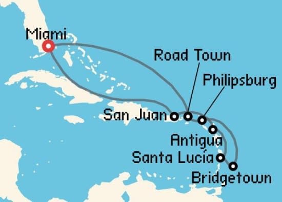Itinerario del Crucero Caribe desde Miami Cunard