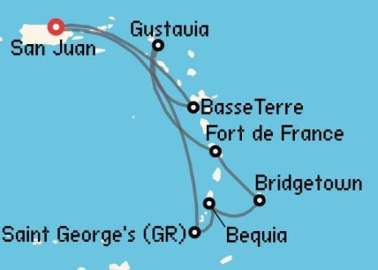 Itinerario del Crucero Caribe desde San Juan Explora Journeys