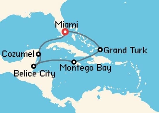 Itinerario del Crucero Caribe desde Miami Cunard