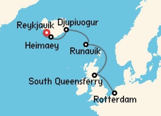 Itinerario del Crucero Islandia y Groenlandia desde Reykjavik Holland America