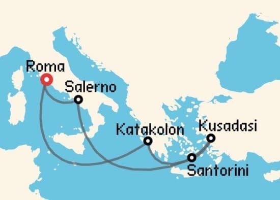 Itinerario del Crucero Islas Griegas desde Roma - Civitavecchia Princess Cruises