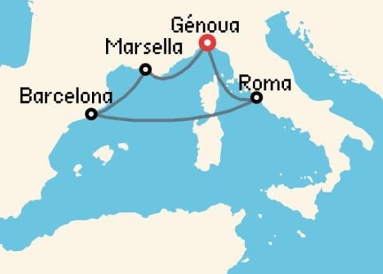 Itinerario del Crucero Mediterráneo desde Génova MSC Cruceros