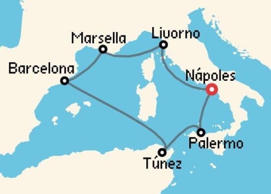 Itinerario del Crucero Mediterráneo desde Nápoles MSC Cruceros