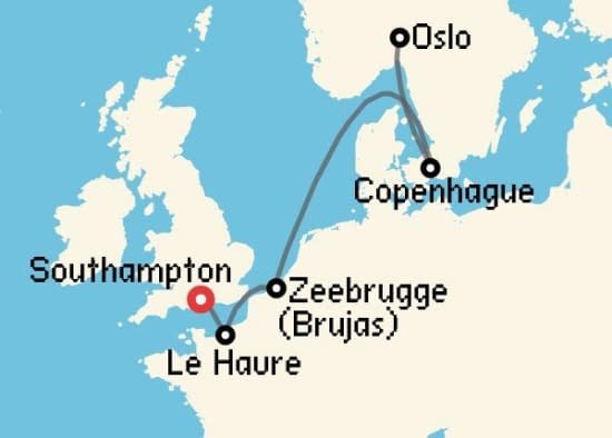 Itinerario del Crucero Báltico y Norte de Europa desde Southampton MSC Cruceros