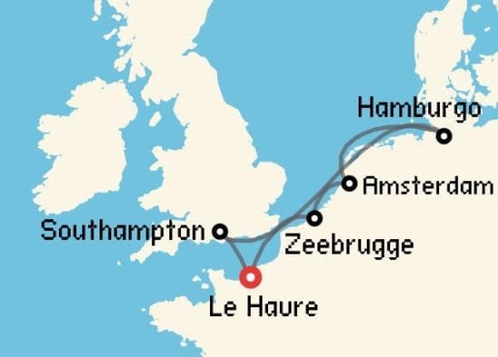 Itinerario del Crucero Báltico y Norte de Europa desde Le Havre - París MSC Cruceros